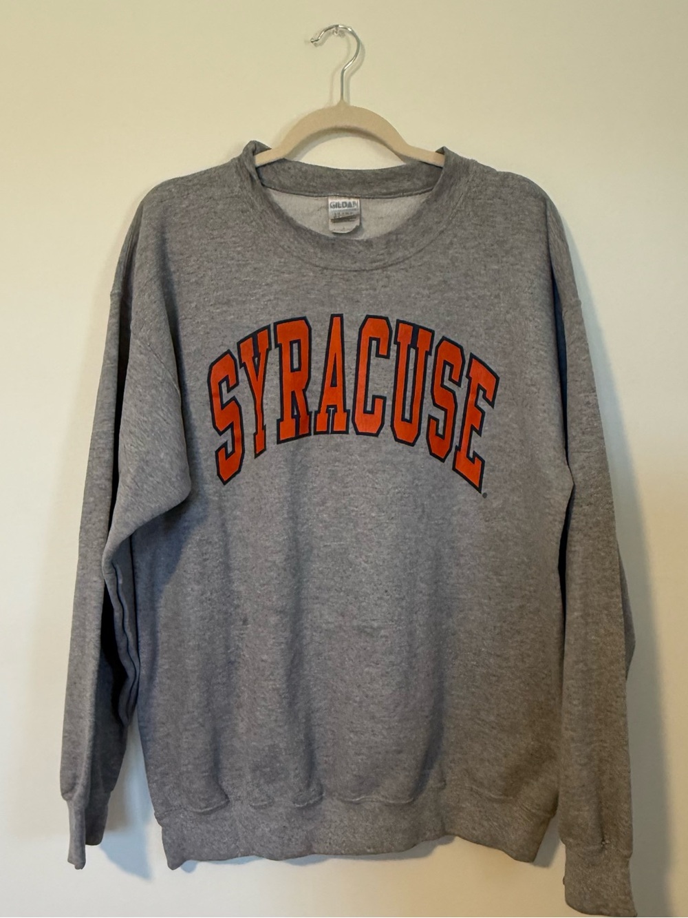 Gildan Gray Crewneck Sweatshirt with Orange Syracuse Arch Lettering
